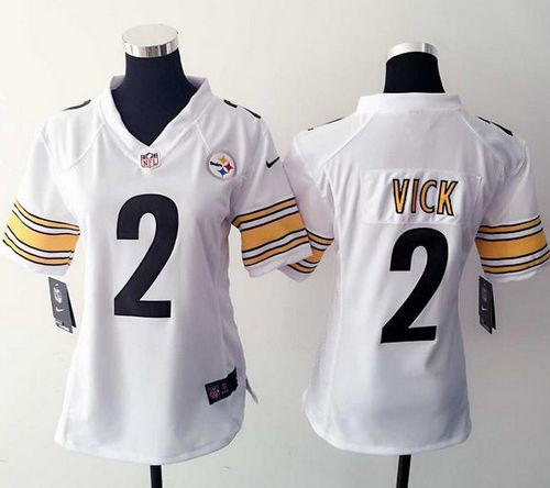 Women New Steelers #2 Michael Vick White Stitched NFL Elite Jersey