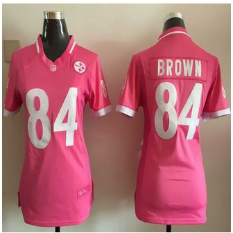 Women New Steelers #84 Antonio Brown Pink NFL Elite Bubble Gum Jersey
