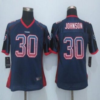 Women New Texans #30 Kevin Johnson Navy Blue Team Color Stitched NFL jersey