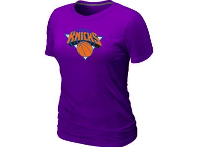 Women New York Knicks Big & Tall Primary Logo Purple T-Shirt Women New York Knicks Big & Tall Primary Logo Purple T-Shirt