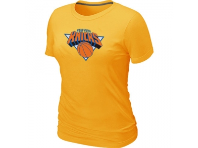 Women New York Knicks Big & Tall Primary Logo Yellow T-Shirt Women New York Knicks Big & Tall Primary Logo Yellow T-Shirt
