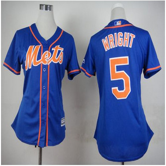 Women New York Mets #5 David Wright Blue Alternate Stitched Baseball Jersey