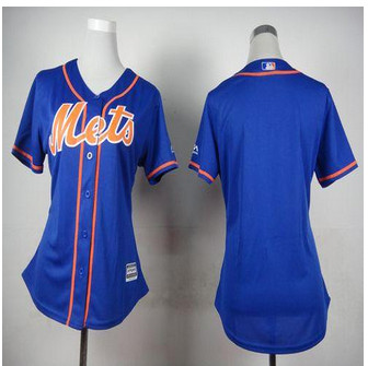 Women New York Mets Blank Blue Alternate Stitched Baseball Jersey