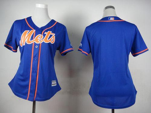 Women New York Mets Blank Blue Alternate Stitched Baseball Jersey