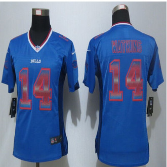 Women New new Buffalo Bills #14 Sammy Watkins Blue Strobe Elite Jersey