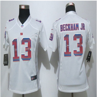 Women New new York Giants #13 Odell Beckham Jr. White Strobe Elite Jersey