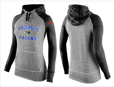 Women Nike Baltimore Ravens Performance Hoodie Grey & Black_1 Women Nike Baltimore Ravens Performance Hoodie Grey & Black_1