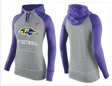 Women Nike Baltimore Ravens Performance Hoodie Grey & Purple_1 Women Nike Baltimore Ravens Performance Hoodie Grey & Purple_1
