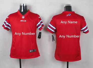 Women Nike Bills Red Stitched NFL Rush Customized Jersey