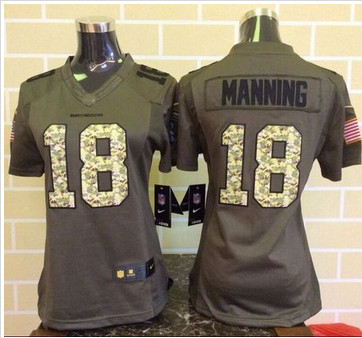 Women Nike Broncos #18 Peyton Manning Green Stitched NFL Limited Salute to Service Jersey