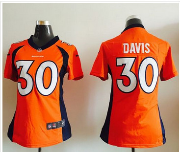 Women Nike Broncos #30 Terrell Davis Orange Team Color Stitched NFL New Elite Jersey