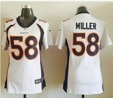 Women Nike Broncos #58 Von Miller White Stitched NFL Elite Jersey