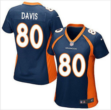 Women Nike Broncos #80 Vernon Davis Blue Alternate Stitched NFL New Elite Jersey