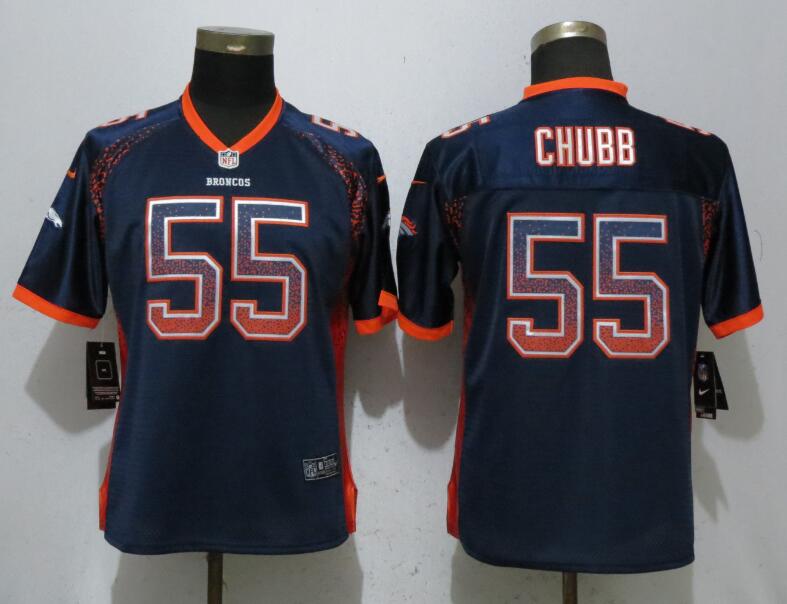 Women Nike Broncos 55 Bradley Chubb Navy Women Drift Fashion Jersey