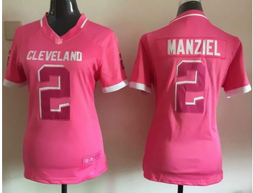 Women Nike Browns #2 Johnny Manziel Pink Stitched NFL Elite Bubble Gum Jersey