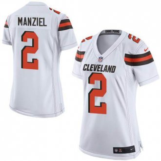 Women Nike Browns #2 Johnny Manziel White Stitched NFL New Elite Jersey
