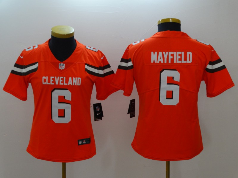 Women Nike Browns 6 Baker Mayfield Orange Women Vapor Untouchable Limited Jersey