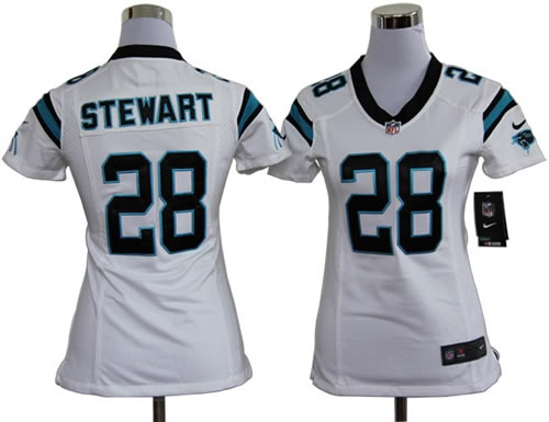 Women NEW Carolina Panthers 28 Jonathan Stewart White Jerseys