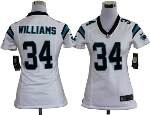 Women NEW Carolina Panthers 34 DeAngelo Williams White Jerseys