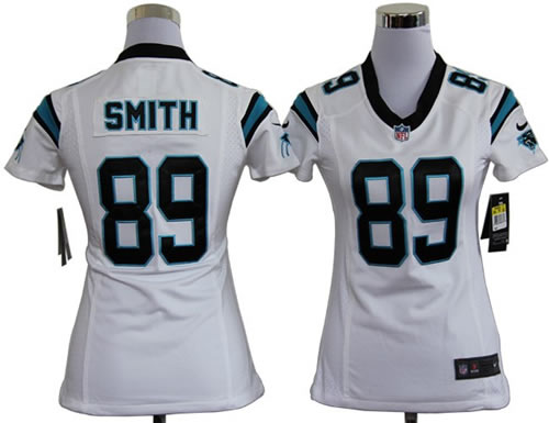 Women NEW Carolina Panthers 89 Steve Smith White Jerseys