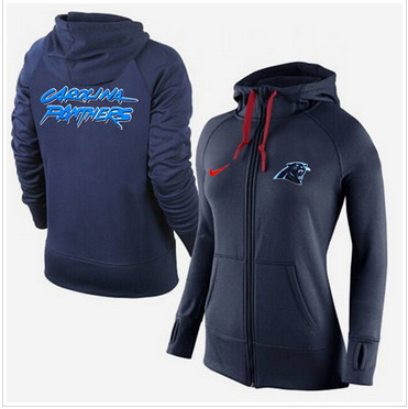 Women Nike Carolina Panthers Full-Zip Performance Hoodie Dark Blue Women Nike Carolina Panthers Full-Zip Performance Hoodie Dark Blue