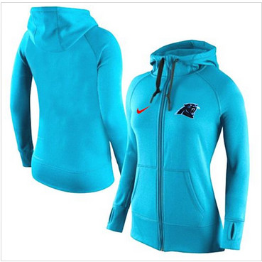 Women Nike Carolina Panthers Full-Zip Performance Hoodie Light Blue Women Nike Carolina Panthers Full-Zip Performance Hoodie Light Blue