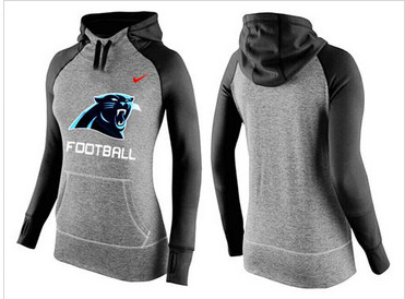 Women Nike Carolina Panthers Performance Hoodie Grey & Black Women Nike Carolina Panthers Performance Hoodie Grey & Black