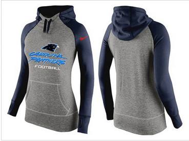 Women Nike Carolina Panthers Performance Hoodie Grey & Dark Blue Women Nike Carolina Panthers Performance Hoodie Grey & Dark Blue
