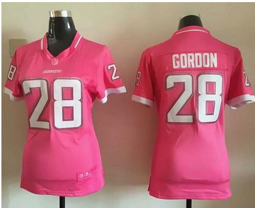 Women Nike Chargers #28 Melvin Gordon Pink Stitched NFL Elite Bubble Gum Jersey