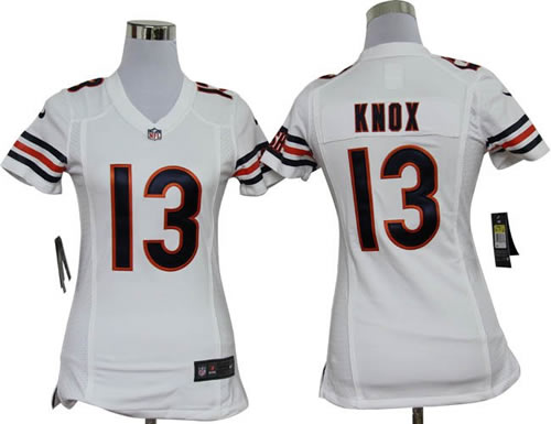 Women NEW Chicago Bears 13 Johnny Knox White Jerseys