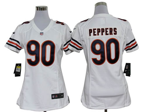 Women NEW Chicago Bears 90 Julius Peppers White Game Jerseys