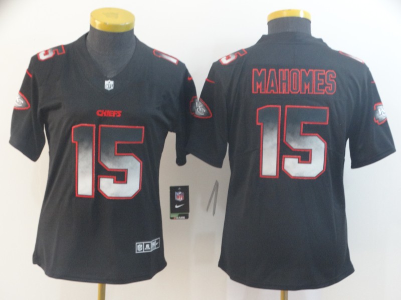 Women Nike Chiefs 15 Patrick Mahomes Black Arch Smoke Women Vapor Untouchable Limited Jersey Women Nike Chiefs 15 Patrick Mahomes Black Arch Smoke Women Vapor Untouchable Limited Jersey