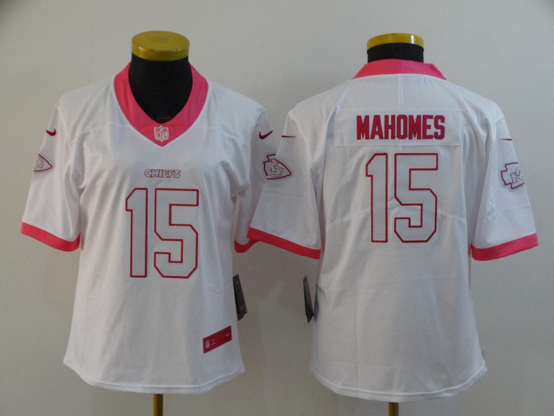 Women Nike Chiefs 15 Patrick Mahomes White Pink Women Vapor Untouchable Limited Jersey Women Nike Chiefs 15 Patrick Mahomes White Pink Women Vapor Untouchable Limited Jersey