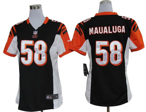 Women NEW Cincinnati Bengals 58 Rey Maualuga Black Jerseys