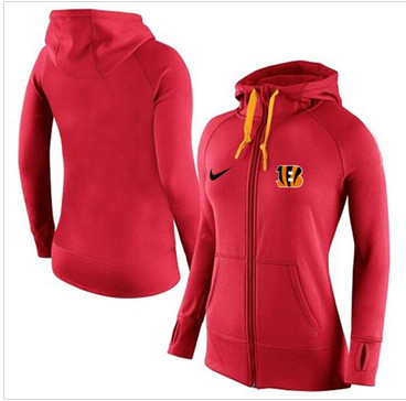 Women Nike Cincinnati Bengals Full-Zip Performance Hoodie Red Women Nike Cincinnati Bengals Full-Zip Performance Hoodie Red