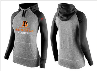 Women Nike Cincinnati Bengals Performance Hoodie Grey & Black Women Nike Cincinnati Bengals Performance Hoodie Grey & Black
