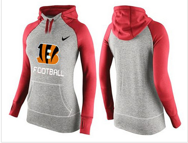Women Nike Cincinnati Bengals Performance Hoodie Grey & Red_1 Women Nike Cincinnati Bengals Performance Hoodie Grey & Red_1