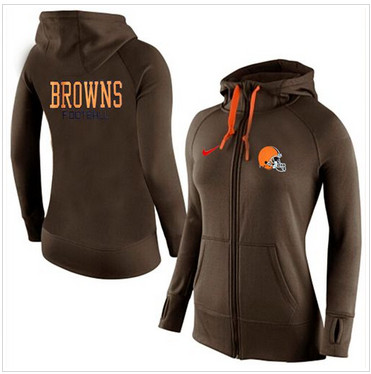 Women Nike Cleveland Browns Full-Zip Performance Hoodie Brown Women Nike Cleveland Browns Full-Zip Performance Hoodie Brown