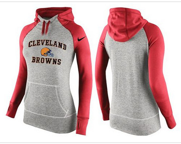 Women Nike Cleveland Browns Performance Hoodie Grey & Red_2 Women Nike Cleveland Browns Performance Hoodie Grey & Red_2