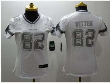 Women Nike Cowboys #82 Jason Witten White Stitched NFL Limited Platinum Jersey
