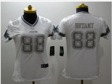 Women Nike Cowboys #88 Dez Bryant White Stitched NFL Limited Platinum Jersey