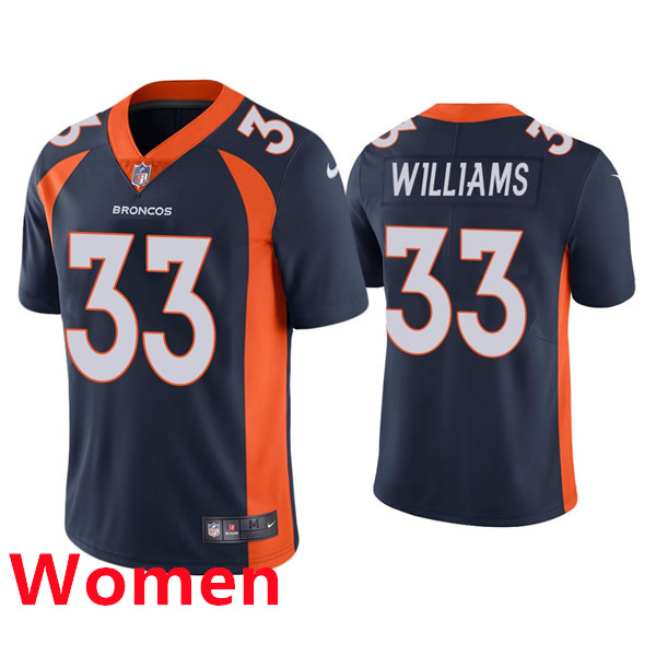 Women Nike Denver Broncos #33 Javonte Williams Navy Blue Jersey Women Nike Denver Broncos #33 Javonte Williams Navy Blue Jersey