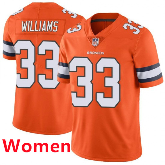 Women Nike Denver Broncos #33 Javonte Williams Orage Rush Jersey Women Nike Denver Broncos #33 Javonte Williams Orage Rush Jersey