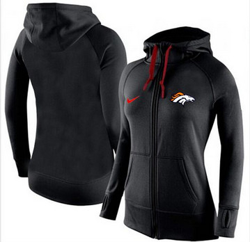 Women Nike Denver Broncos Full-Zip Performance Hoodie Black
