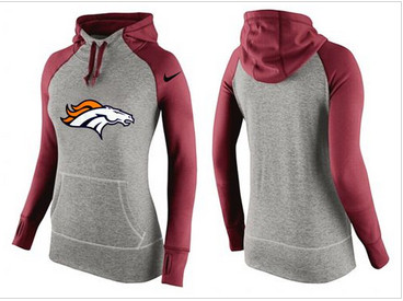 Women Nike Denver Broncos Performance Hoodie Grey & Red_2
