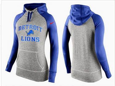 Women Nike Detroit Lions Performance Hoodie Grey & Blue_2