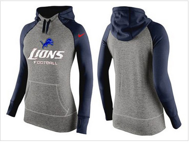 Women Nike Detroit Lions Performance Hoodie Grey & Dark Blue