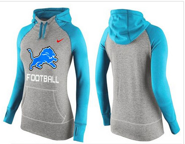 Women Nike Detroit Lions Performance Hoodie Grey & Light Blue