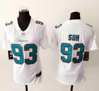 Women Nike Dolphins #93 Ndamukong Suh White Stitched NFL Elite jersey