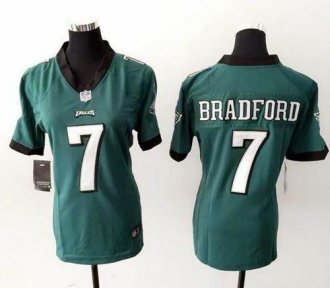 Women Nike Eagles #7 Sam Bradford Midnight Green Team Color Stitched NFL New Elite Jersey